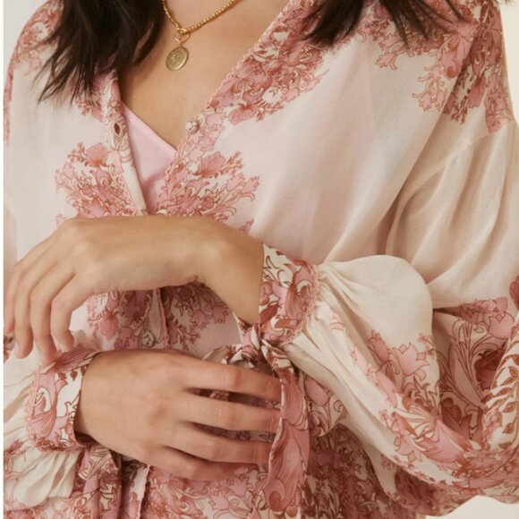 Forever That Girl x Anthropologie Femme Floral Sheer Blouse – XS – Romantic Boho - Picture 5 of 15